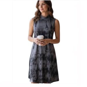Ginger G black and grey tie die mock neck shift dress size Medium